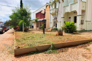 Quarteirão do Centro Cultural está recebendo serviço de capina e limpeza geral