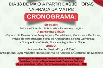 Neste sábado tem ‘Dia das Mães na Praça’ em Paraguaçu Paulista