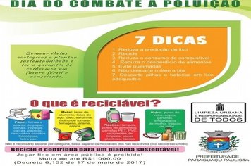 Meio Ambiente de Paraguaçu celebra o Dia de Combate à Poluição, neste dia 14