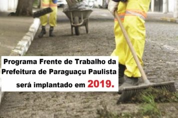 Programa de frente de trabalho de Paraguaçu é aprovado e será implantado em 2019