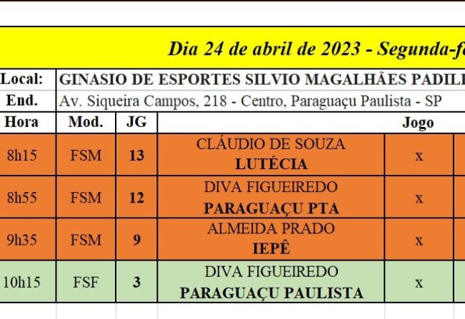 Ginásio Padilha sedia competições dos Jogos Escolares na próxima segunda-feira, dia 24