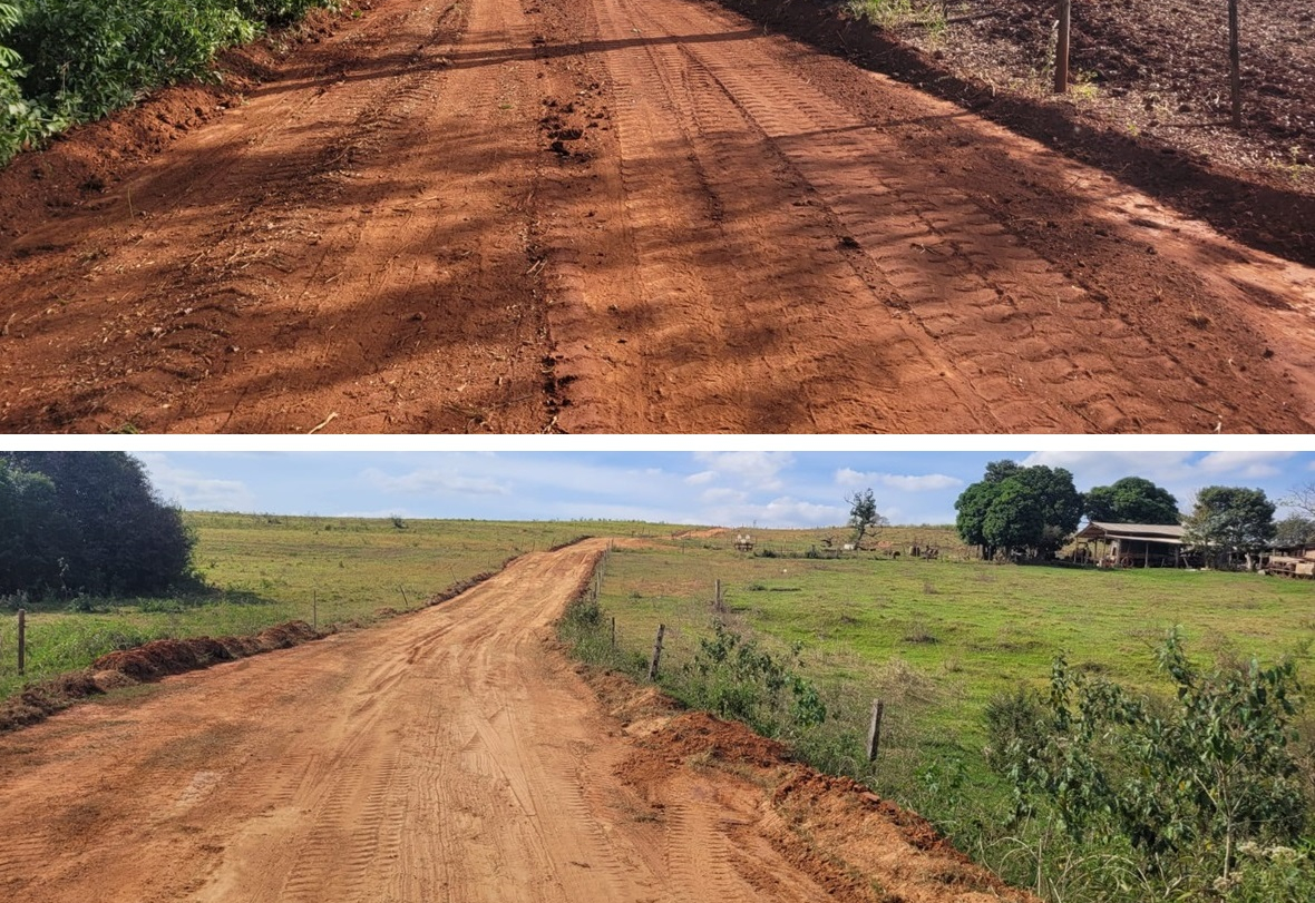Estradas do Alambique e da Água das Antas recebem manutenção para qualidade do trânsito na área rural