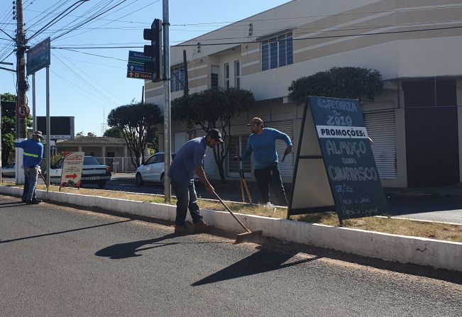 Canteiro central da Av. Siqueira Campos ganha poda e limpeza geral