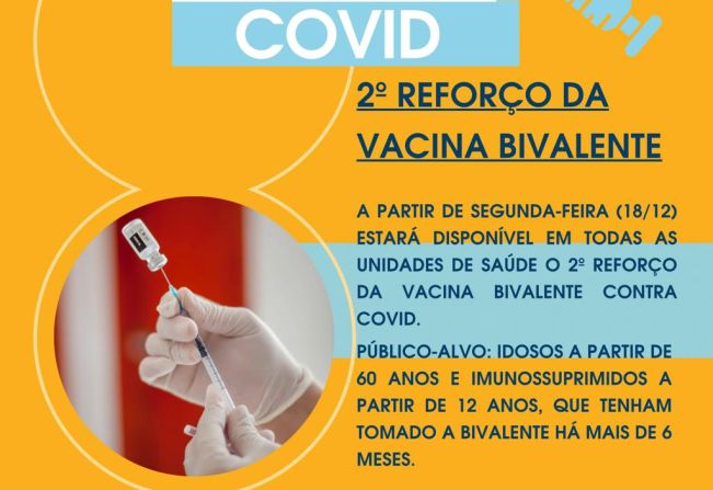 Unidades de Saúde de Paraguaçu Paulista oferecem, a partir de segunda-feira, o 2º reforço da bivalente contra a Covid-19