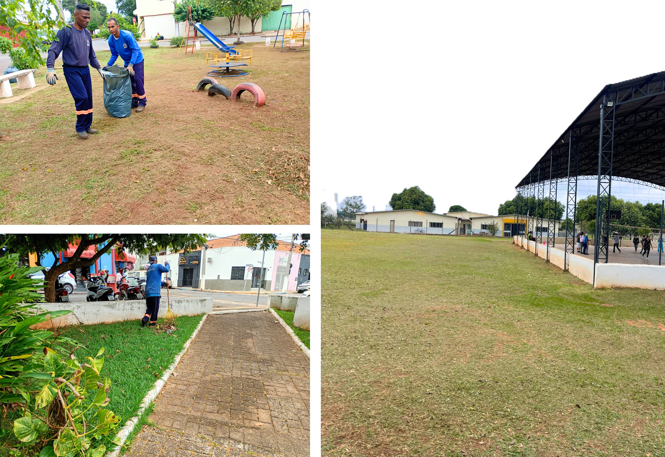 Prefeitura faz limpeza e manutenção na praça da Vila Marin e na área externa da biblioteca, do museu e do CCI