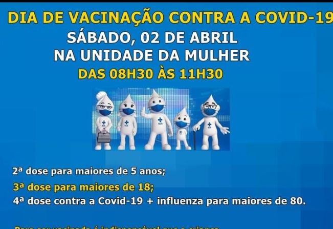Sábado tem vacinação contra a COVID-19