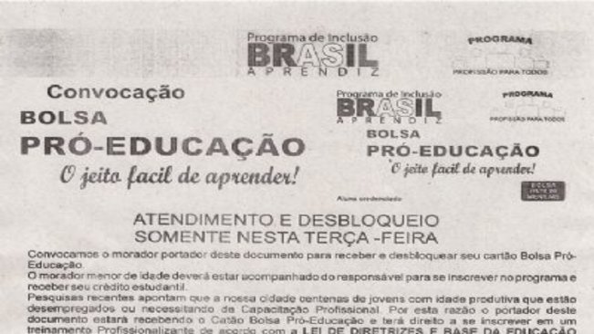 Prefeitura alerta sobre propaganda de cursos de idiomas que está distribuindo panfletos em Paraguaçu