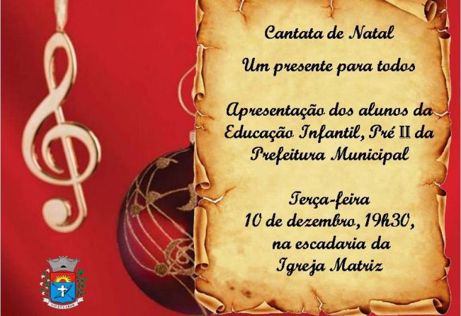 Notícia - Educação apresenta Cantata de Natal dia 10, terça - Prefeitura  Municipal da Estância Turística de Paraguaçu Paulista