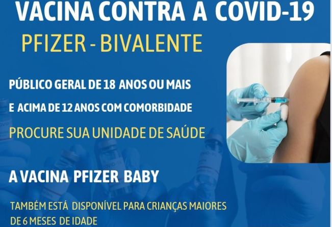 Vacina Pfizer Bivalente está liberada para toda a população acima de 18 anos em Paraguaçu Paulista