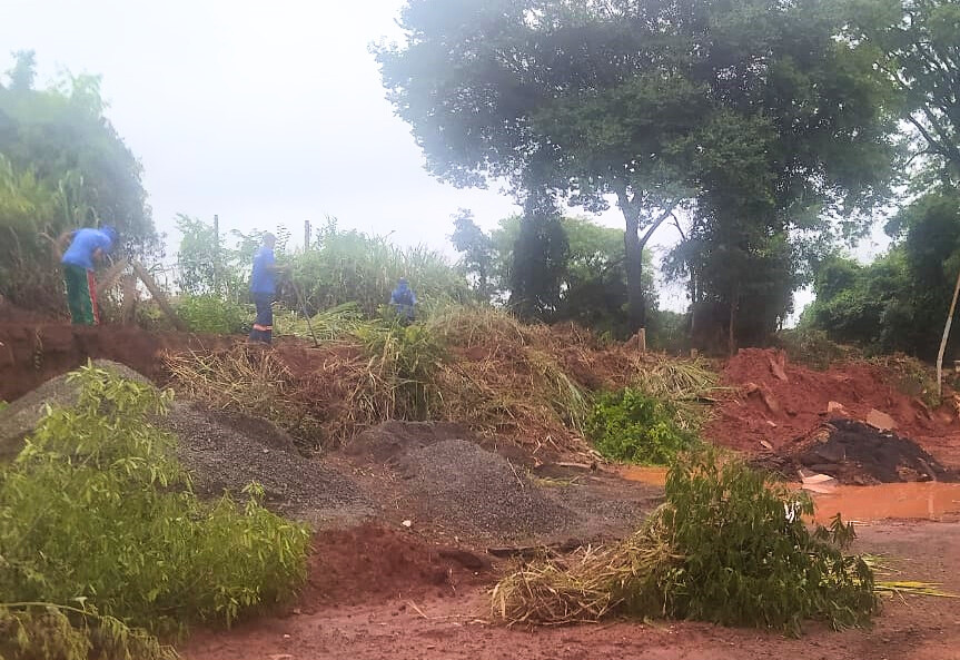 Trabalhadores operam nos fundos da antiga Ceagesp - onde está o Departamento de Obras