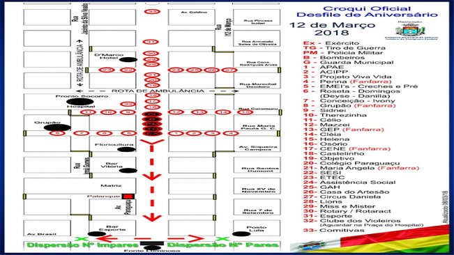 Com tema “Projetos de Nossa Gente”, desfile de 12 de Março começa às 9 horas