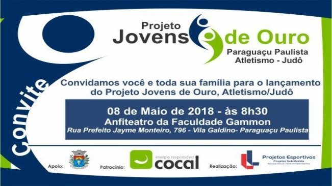 Projeto “Jovens de Ouro” será lançado nesta terça-feira, 8
