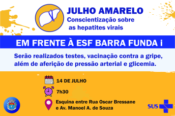 ESF Barra Funda I realizará ação de conscientização sobre hepatites virais durante o 