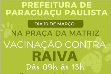 Sexta-feira tem vacinação contra a raiva na Praça da Matriz