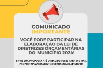 Prefeitura abre espaço para receber proposta da Lei de Diretrizes Orçamentárias (LDO 2024)