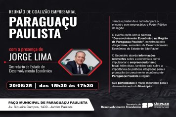Prefeitura promove palestra com o secretário de Desenvolvimento Econômico do Estado
