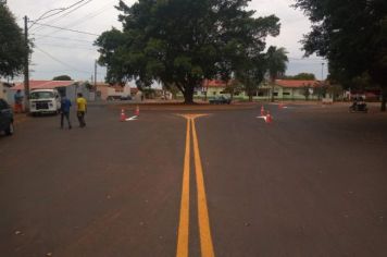 Rotatória da Gammon recebe reforço na sinalização 