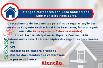 Prazo para regularização de imóveis do Conjunto Habitacional Aldo Paes Leme é prorrogado 