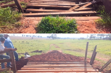 Trabalho constante no campo: reconstrução de mata-burros e pontes melhora tráfego e qualidade de vida na zona rural