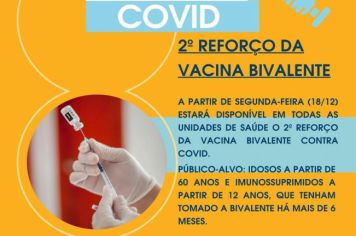 Unidades de Saúde de Paraguaçu Paulista oferecem, a partir de segunda-feira, o 2º reforço da bivalente contra a Covid-19