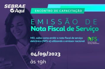 Sebrae promove capacitação on-line sobre Emissão de Nota Fiscal de Serviço