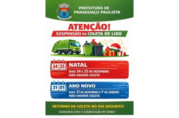 NOTA INFORMATIVA OFICIAL - Suspensão da coleta de lixo durante Natal e Ano Novo