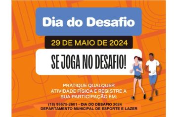 Paraguaçu Paulista participa do Dia do Desafio na próxima quarta-feira, dia 29