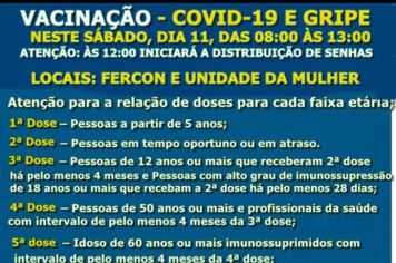 Sábado tem vacinação