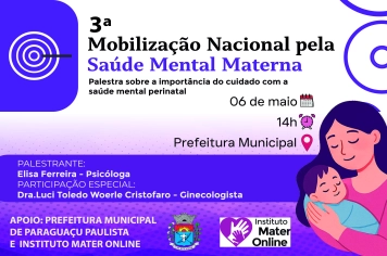 Terceira Mobilização pela Saúde Mental Materna será realizada na Prefeitura Municipal