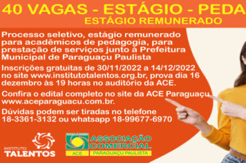 Instituto Talentos realiza processo seletivo para a contratação de estágio remunerado em pedagogia