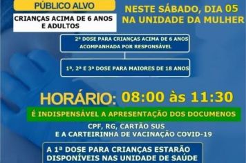 Sábado tem vacinação