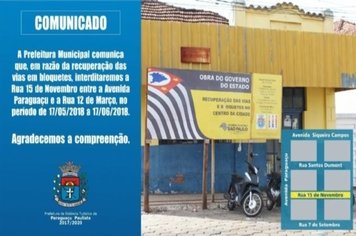 Rua 15 de Novembro será interditada para recuperação da via em bloquete, nesta quinta-feira