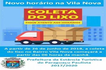 Coleta de lixo tem novo horário no Bairro Vila Nova