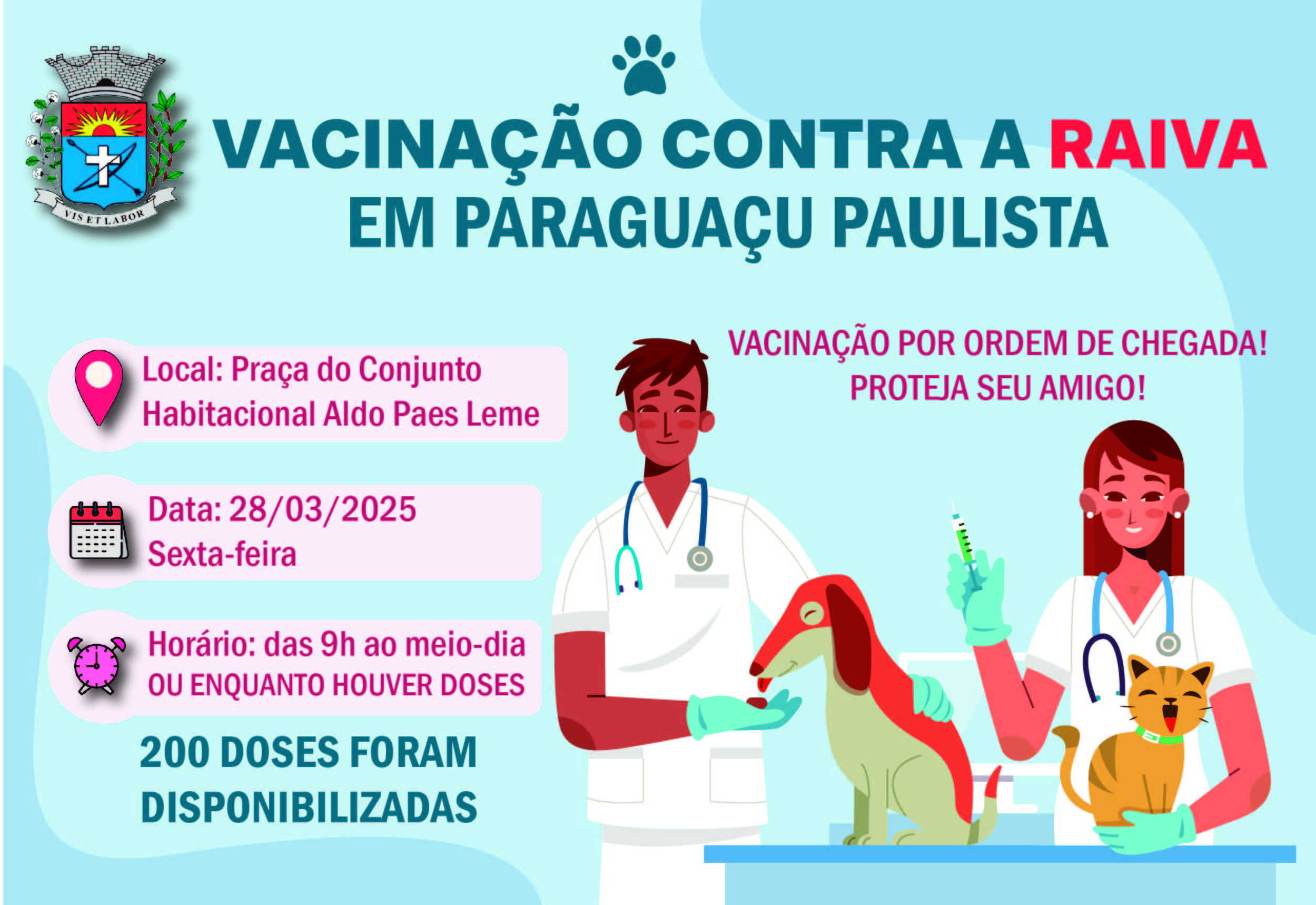 Vacinação Contra Raiva para Cães e Gatos em Paraguaçu Paulista