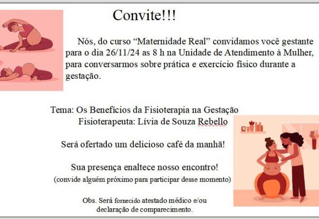 Curso Maternidade Real convida gestantes para aula sobre prática e exercício físico durante a gestação