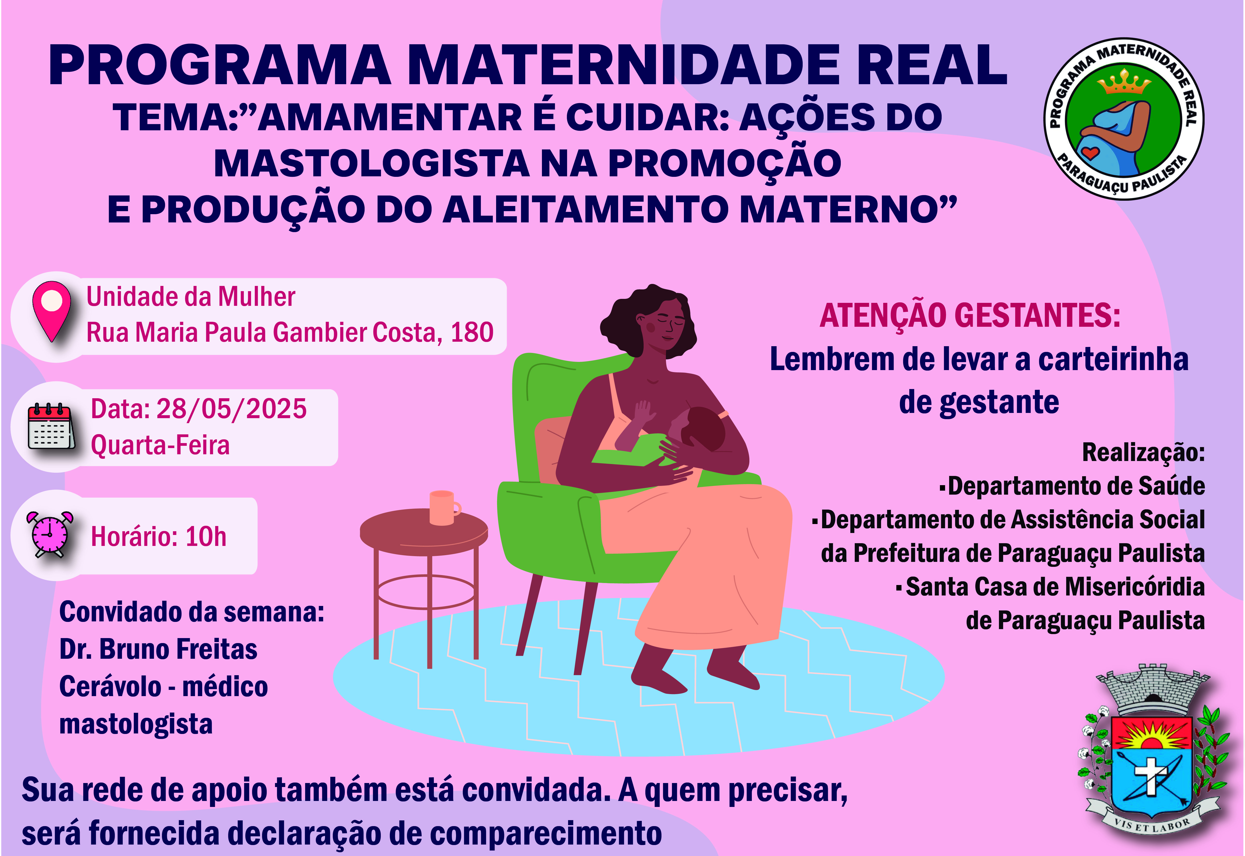 Maternidade Real Promove nesta quarta feira, dia 28 de maio, encontro especial sobre aleitamento materno com mastologista