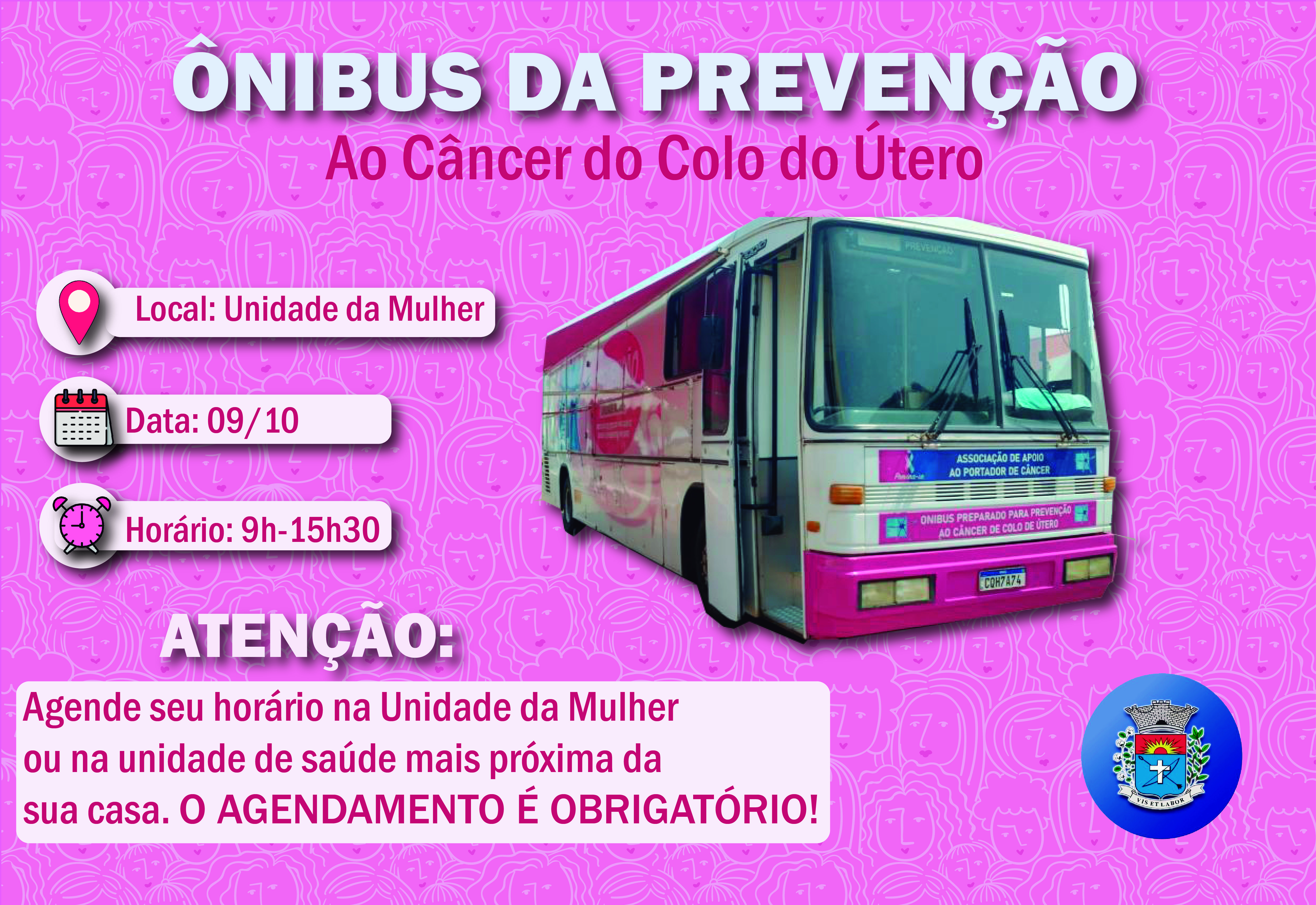 Paraguaçu oferecerá ônibus de coleta de exame preventivo feminino dia 9 de outubro