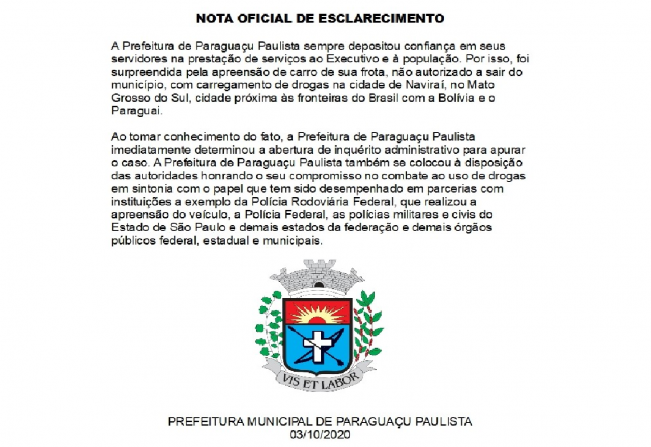 NOTA OFICIAL DE ESCLARECIMENTO