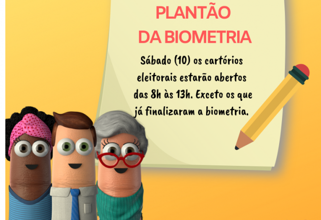 Justiça Eleitoral realiza plantão da biometria no próximo sábado, dia 10