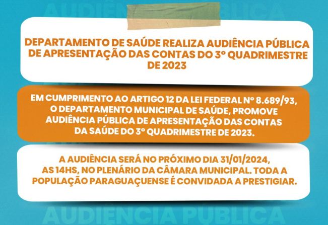 Departamento de Saúde realiza Audiência Pública de Apresentação das Contas do 3º Quadrimestre de 2023
