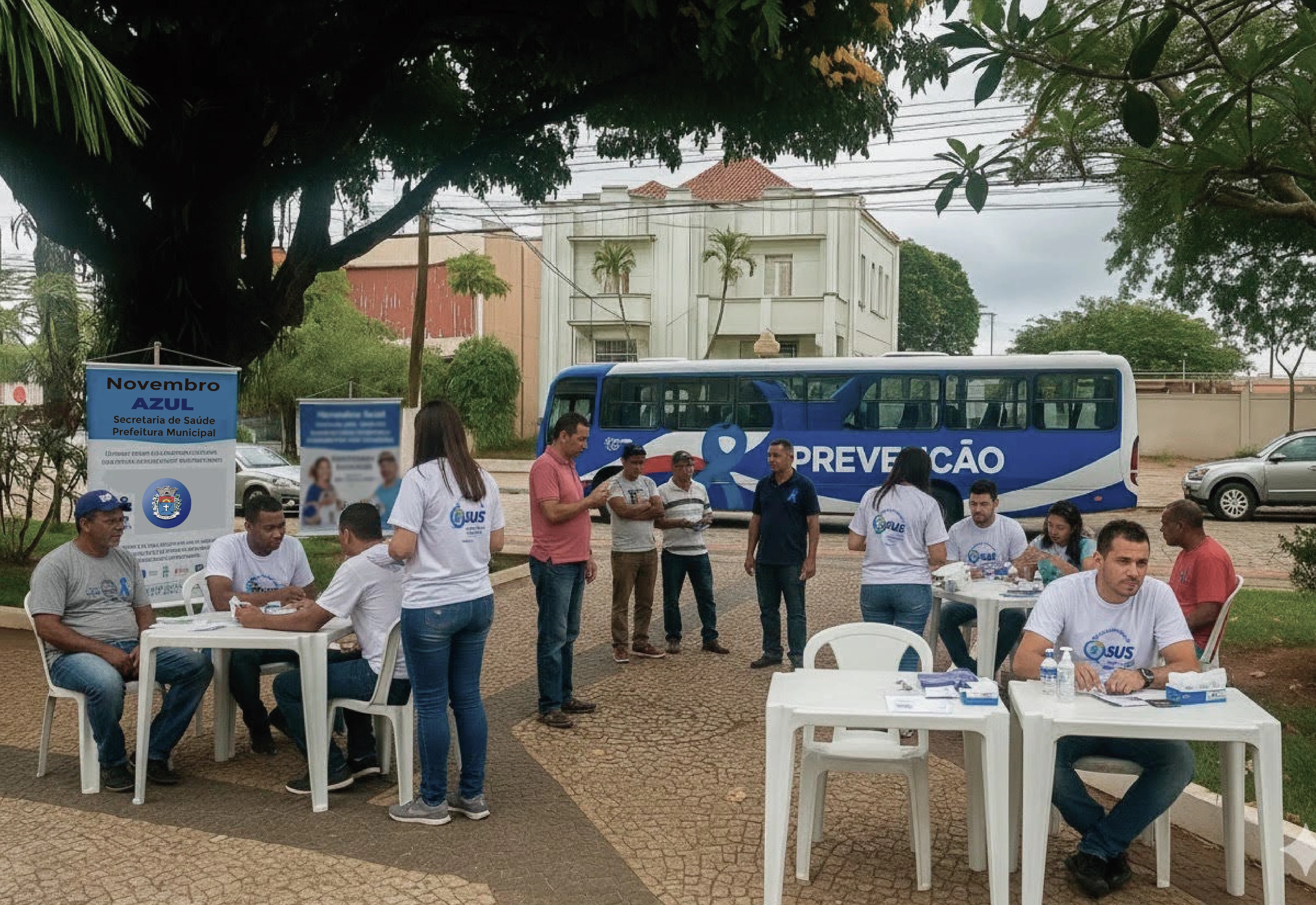 Novembro Azul em Ação: Prefeitura Leva Ônibus de Exames de PSA e Serviços de Saúde à Praça da Matriz