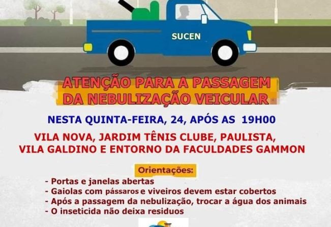 Nebulização: mais de 180 quarteirões recebem bloqueio contra a dengue