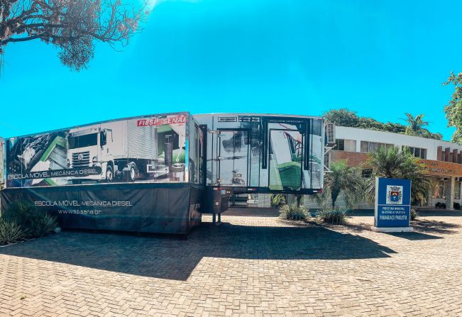 Carreta do Senai já está em Paraguaçu para oferecer cursos de capacitação profissional em parceria com a Prefeitura