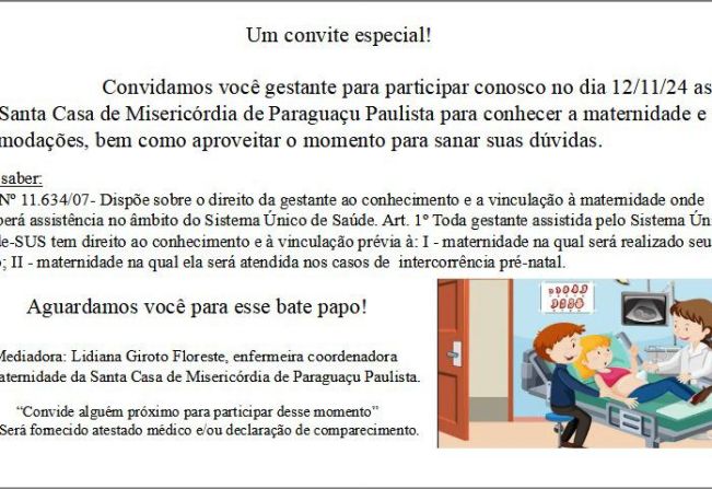 Curso Maternidade Real tem mais uma etapa nesta terça, dia 12, com visita a Santa Casa
