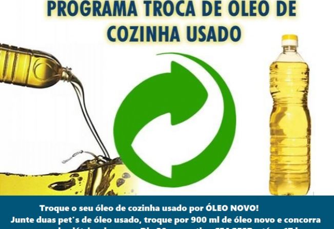 Última quarta-feira do mês é dia de troca de óleo de cozinha usado por óleo limpo