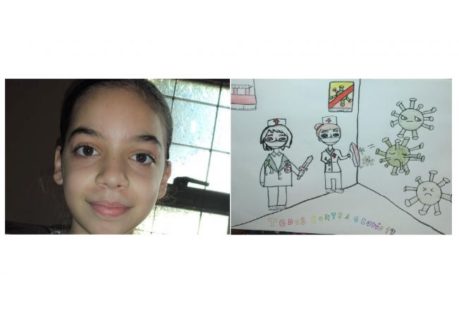 Sensibilizada com o trabalho da equipe da Saúde em meio à pandemia, aluna homenageia profissionais