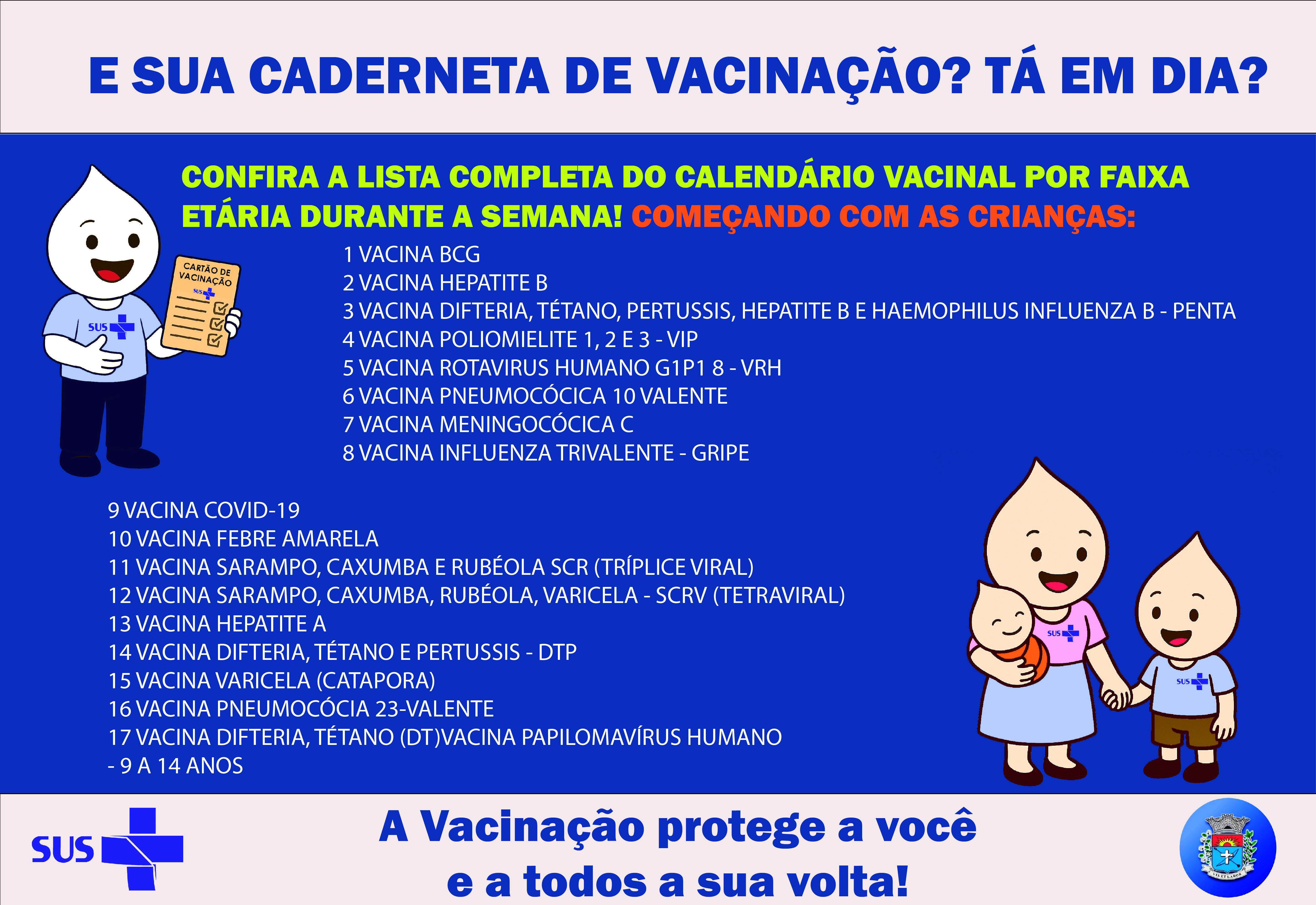 DIA DA IMUNIZAÇÃO - Calendário em Dia é Proteção Garantida: Vacinas Essenciais para Crianças de 0 a 9 Anos em Paraguaçu Paulista