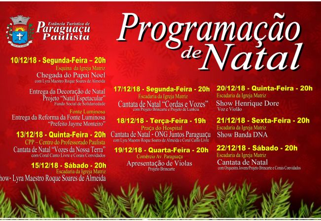 Tem início hoje, dia 10, a Programação de Natal