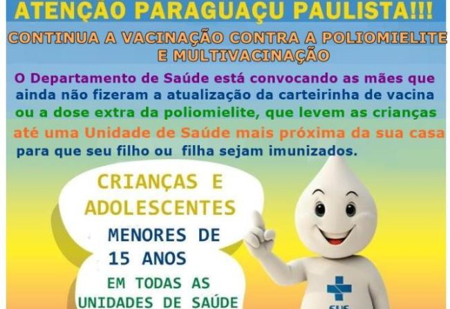 Vacinação de poliomielite e multivacinação continuam