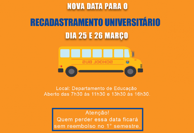 Estudantes devem realizar recadastramento de transporte universitário 
